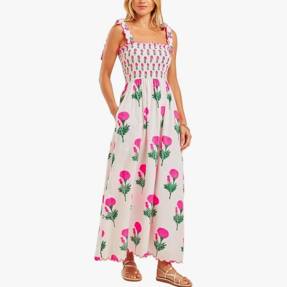 Brand New with Tags Amazon White maxi tie should dress with rose print